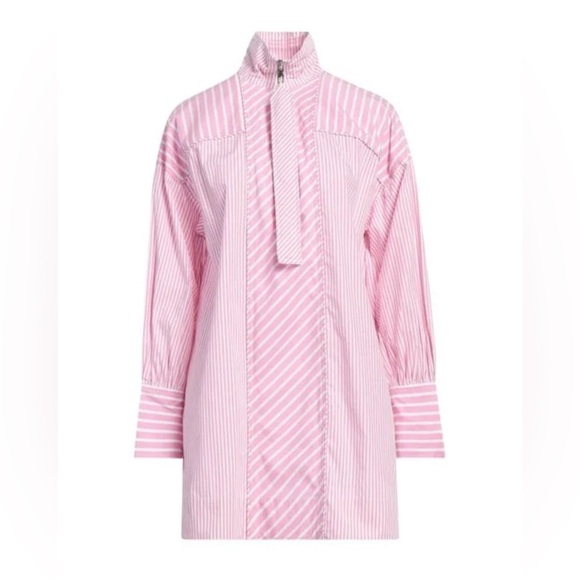 GANNI Pink Striped Organic Cotton Oversized Shirt S/M - Picture 2 of 11